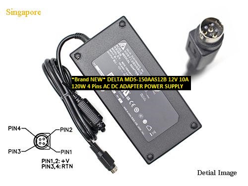 *Brand NEW* DELTA 12V 10A MDS-150AAS12B 120W 4 Pins AC DC ADAPTER POWER SUPPLY - Click Image to Close